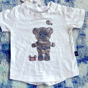 Huxbaby bear shirt silver 6-12 months